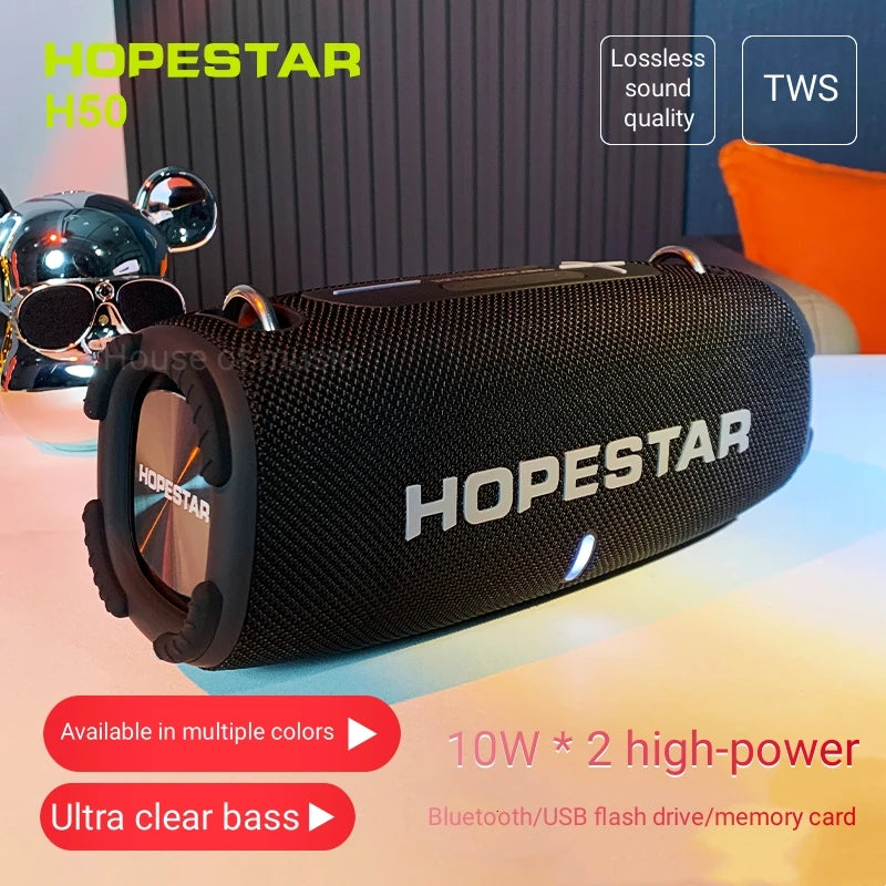 HOPESTAR H50 Portable Wireless Speakers High-Power Big Music Box Outdoor Super Bass TWS Powerful Party Caixa De Som FM Radio AUX