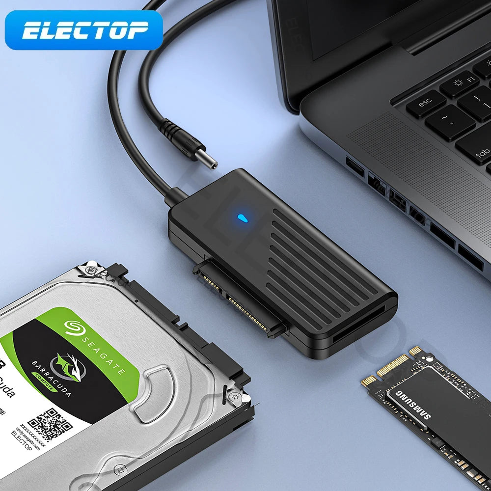 ELECTOP USB to SATA Adapter Cable USB 3.0 2.0 to M.2 NGFF SATA Converter for 2.5/3.5 Inch SSD HDD Hard Drive External adaptador