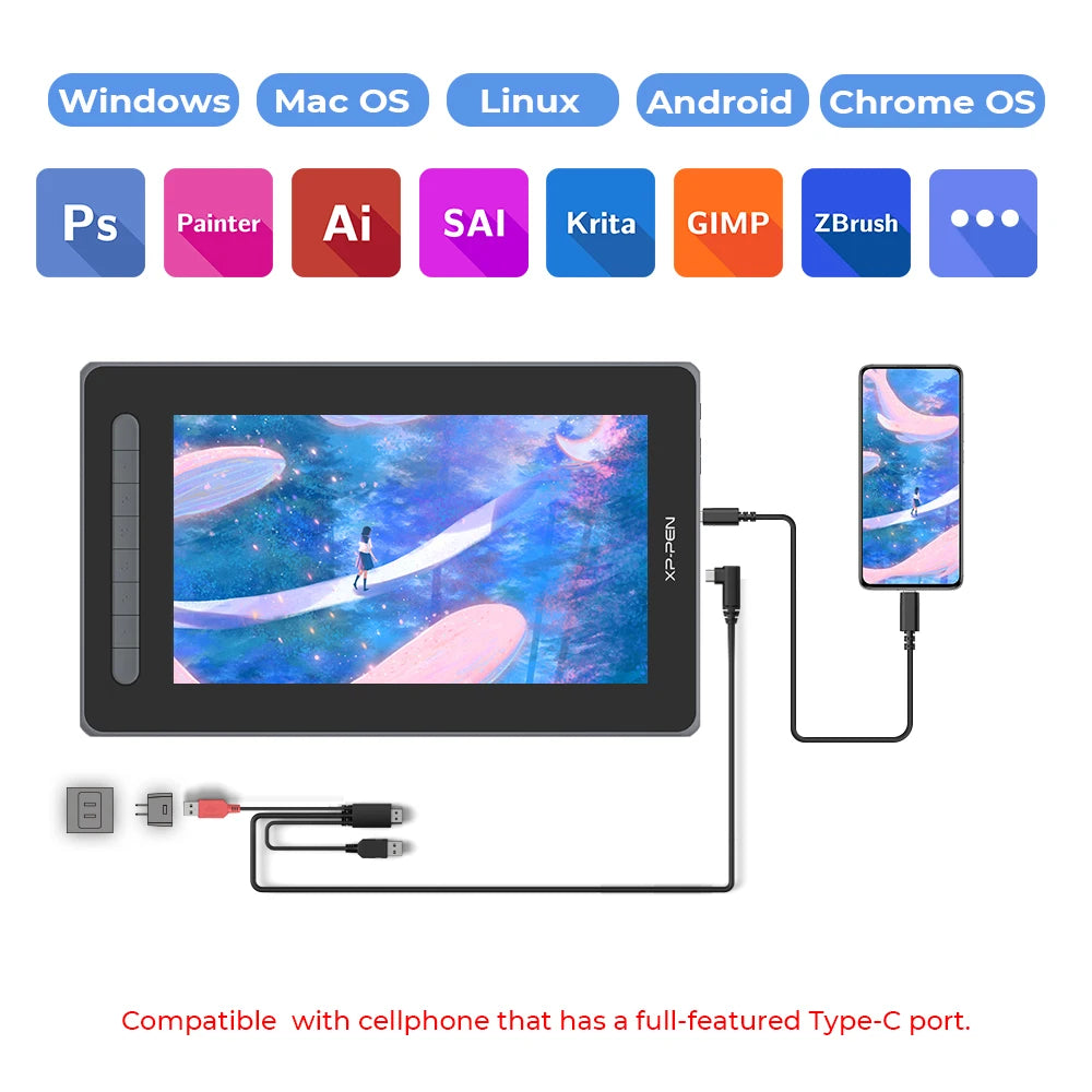 XPPen Artist 12 2nd Gen 12 Inch Graphic Tablet Monitor 8192 Levels 60 Tilt X3 Stylus Art Drawing Tablet For Android Windows Mac