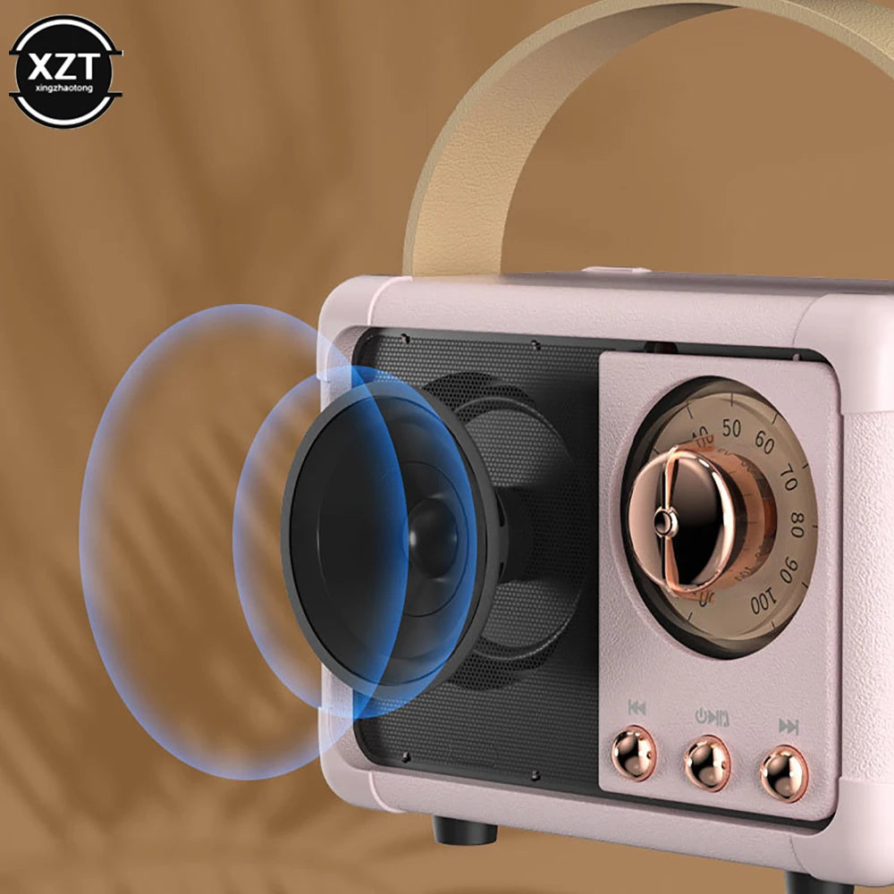 Mini Wireless Retro Bluetooth-compatible Speaker Creative Retro FM Portable USB Charging Speaker Travel Music Player