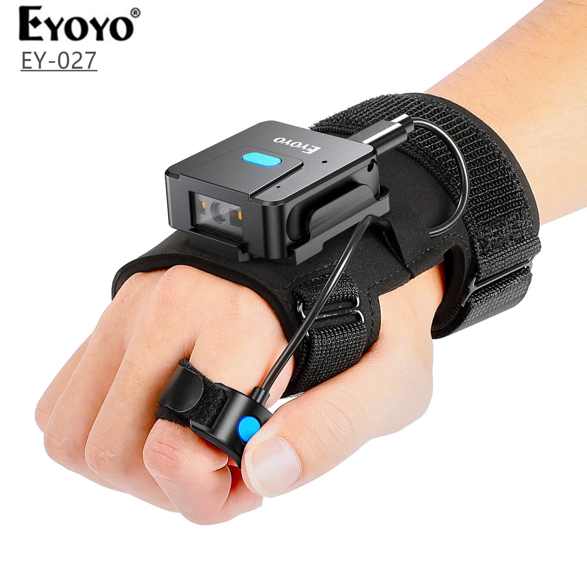 Eyoyo 2D Bluetooth Barcode Scanner Wearable Glove Scanner Left&amp;Right Hand Wearable1D QR Patable Finger Wireless Bar Code Reader