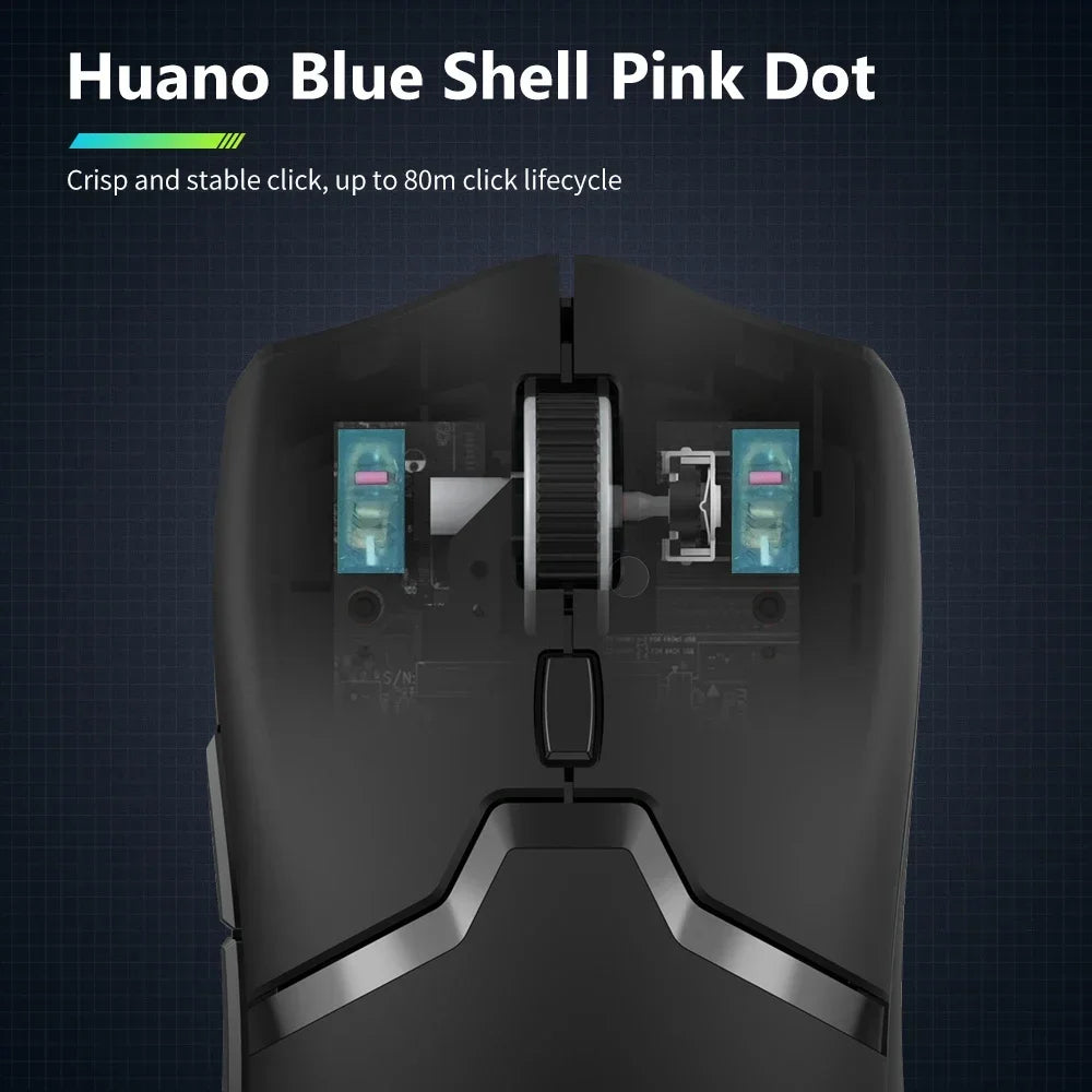 Delux M800 PRO PAW3395 Wireless Gaming Mouse Bluetooth Tri-Mode Connection 26000DPI Huano Pink Switches Macro Mice For PC Gamer