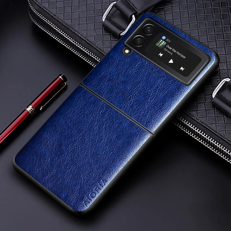 Luxury PU leather Case for Samsung galaxy Z Flip3 Flip 4 5 Business solid color design phone cover for samsung z flip 3 5g case