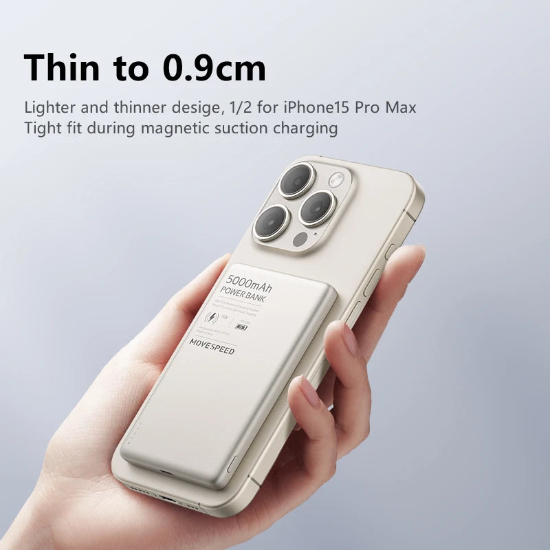 MOVESPEED S05 Magnetic Power Bank 5000mAh PD20W Portable Mini Size Wireless Powerbank Battery Charger for iPhone Samsung Xiaomi