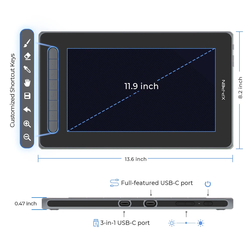 XPPen Artist 12 2nd Gen 12 Inch Graphic Tablet Monitor 8192 Levels 60 Tilt X3 Stylus Art Drawing Tablet For Android Windows Mac